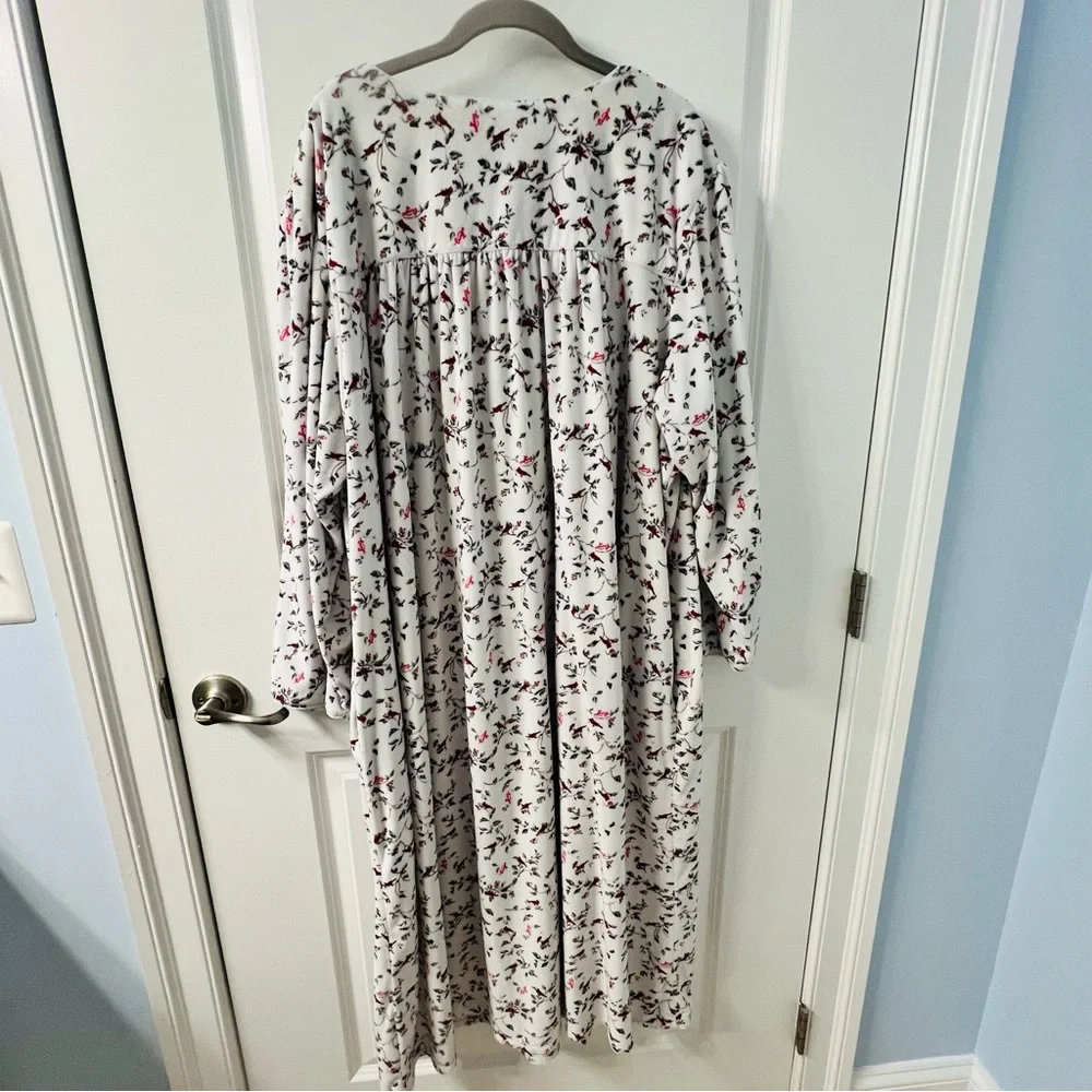 Lanz of Salzburg Long Sleeve Cardinal Print Fleece Nightgown 3X - Picture 2 of 7